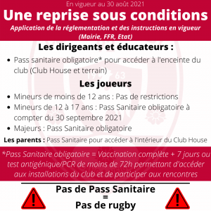 Une reprise sous conditions sanitaires pour le Clamart Rugby 92 - image des règles précédentes